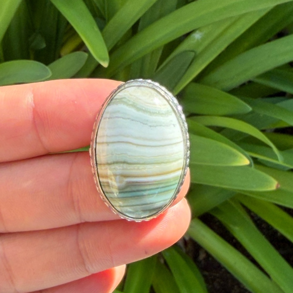 Size 8 925 silver plated imperial jasper ring 0483